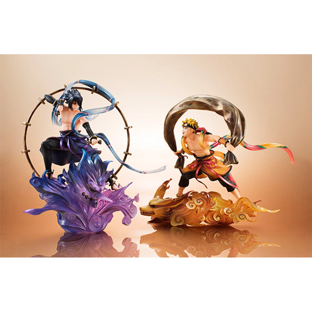 MegaHouse G.E.M. Series Remix Naruto Shippuden Uzumaki Fujin & Sasuke Uchiha Raijin SET PVC Figure (Completed)